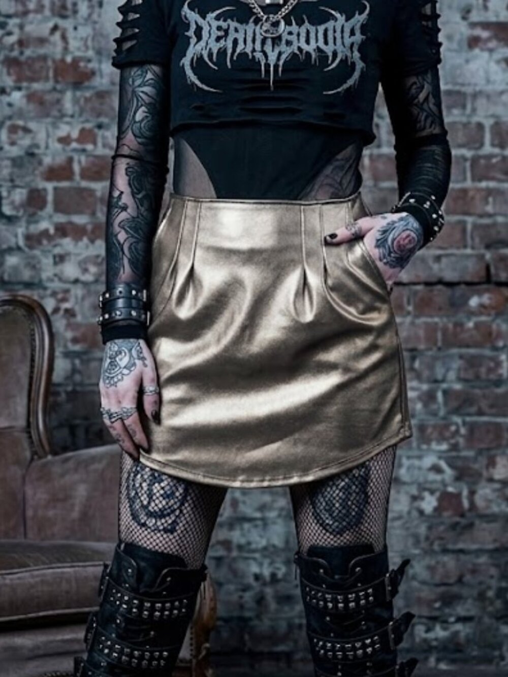 Windsor Silver Metallic Dip Hem Mini Skirt Y2K Going Out Size Medium